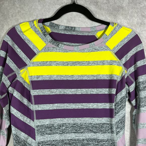 Lululemon Race Your Pace Shirt Womens Size 6 Multicolor Striped Long Sleeves - Picture 3 of 10